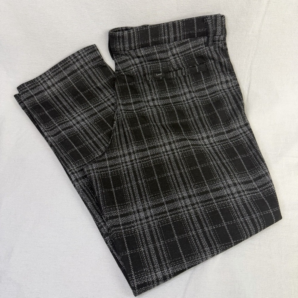 Lee Women's Black Plaid Stretchy Workwear Pants Size 18 Business Casual Formal